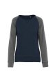 Dames Sweater Bio Tweekleurige Kariban K492 FRENCHNAVYHEATHER-GREYHEATHER